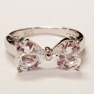 925 Sterling Silver Bow Heart Ring